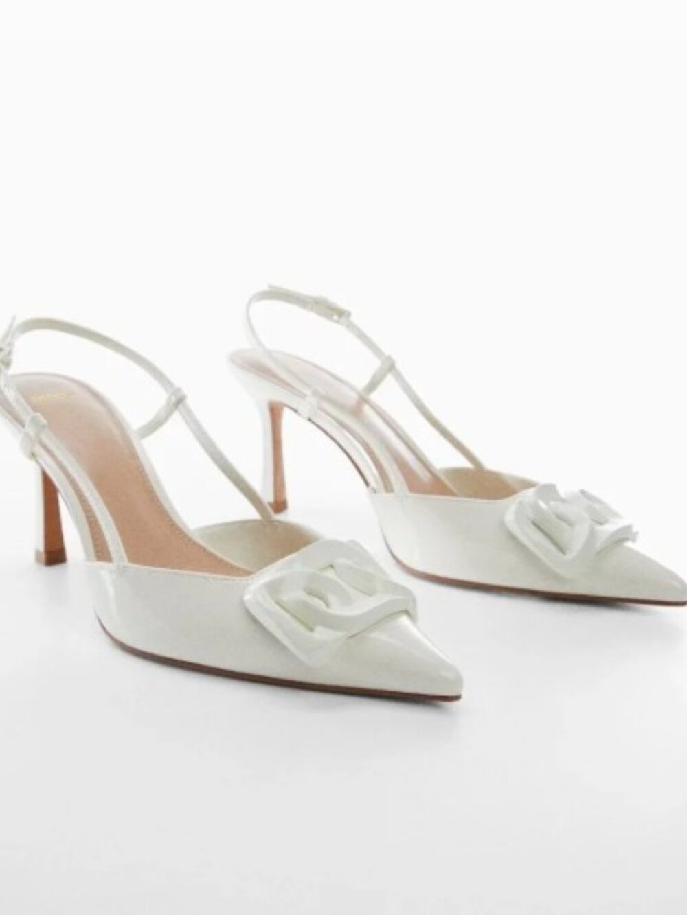 MANGO Sling Back Heel Shoes Slingback Pumps Buckle Detail Stiletto Kitten Flared